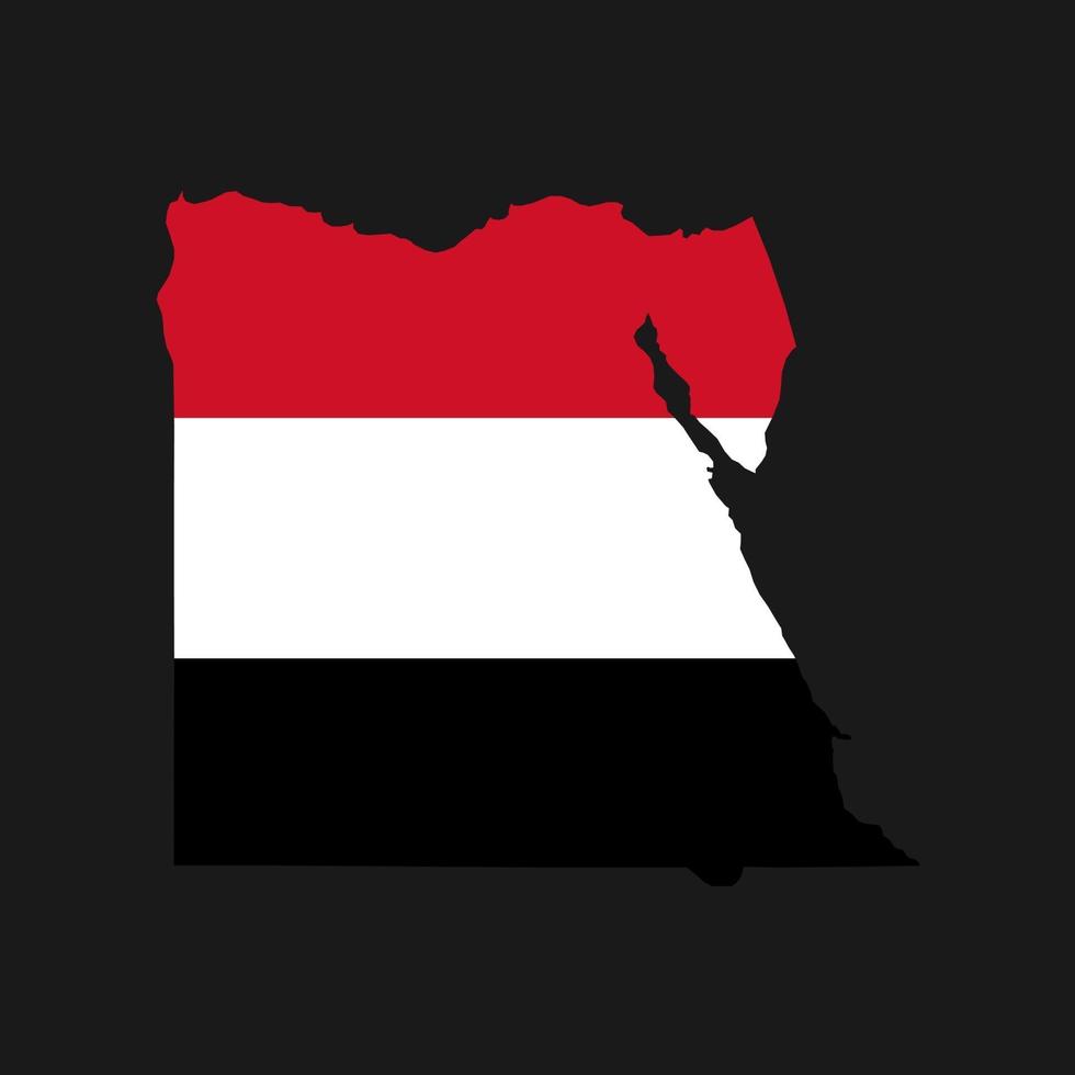 Egypte kaart silhouet met vlag op zwarte achtergrond vector