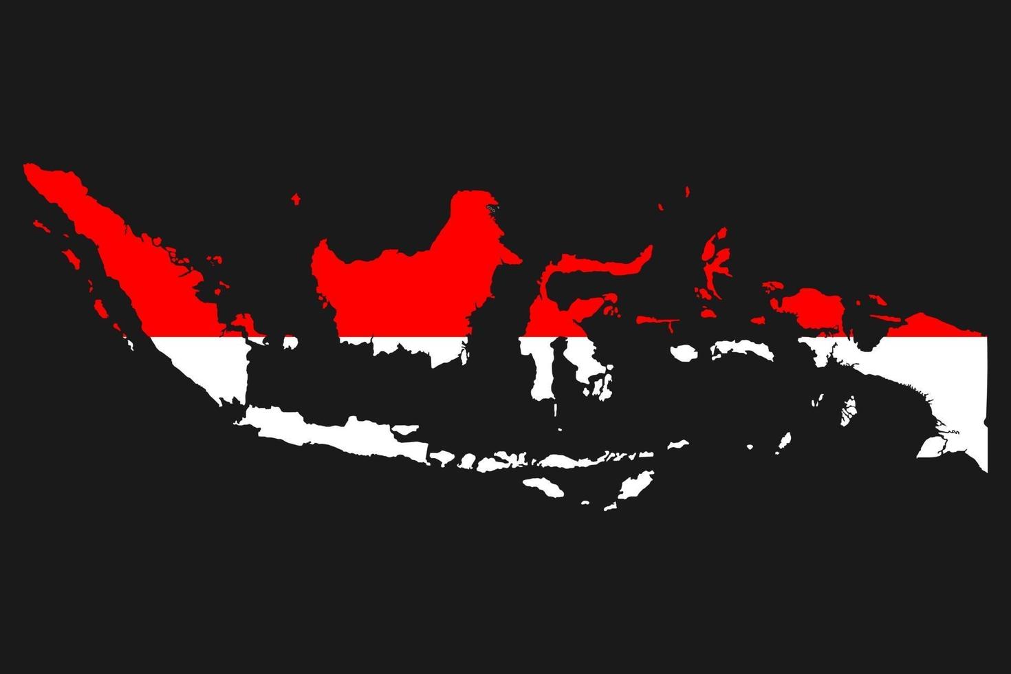Indonesië kaart silhouet met vlag op zwarte achtergrond vector