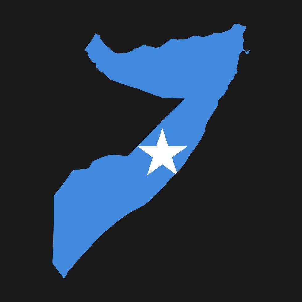 Somalië kaart silhouet met vlag op zwarte achtergrond vector