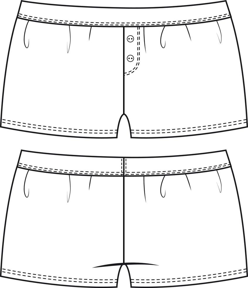 boxer ondergoed technical.boy korte panty platte mode schets vector