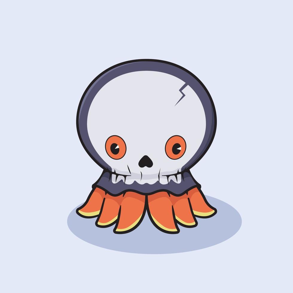 Halloween-octopus draagt een schedelmasker vector