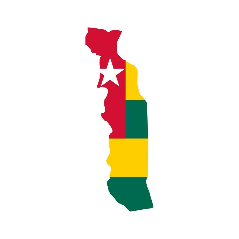 togo kaart silhouet met vlag op witte achtergrond vector