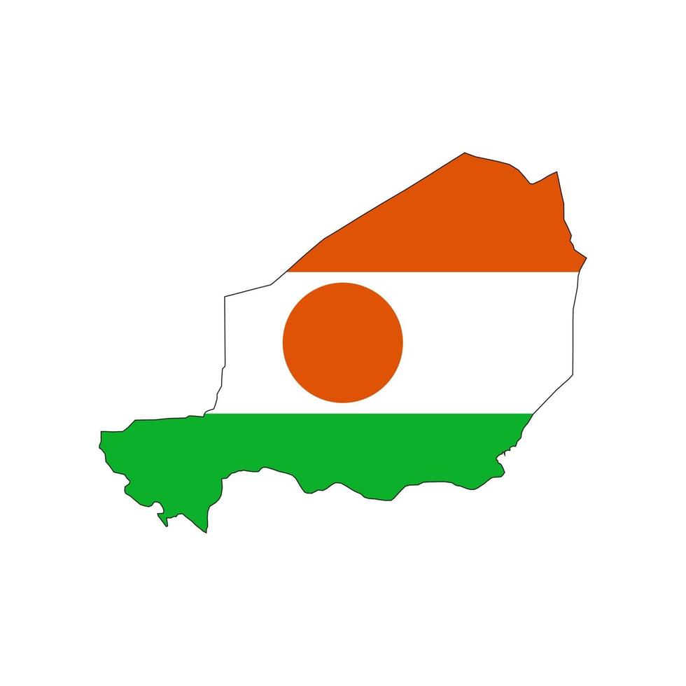 niger kaart silhouet met vlag op witte achtergrond vector