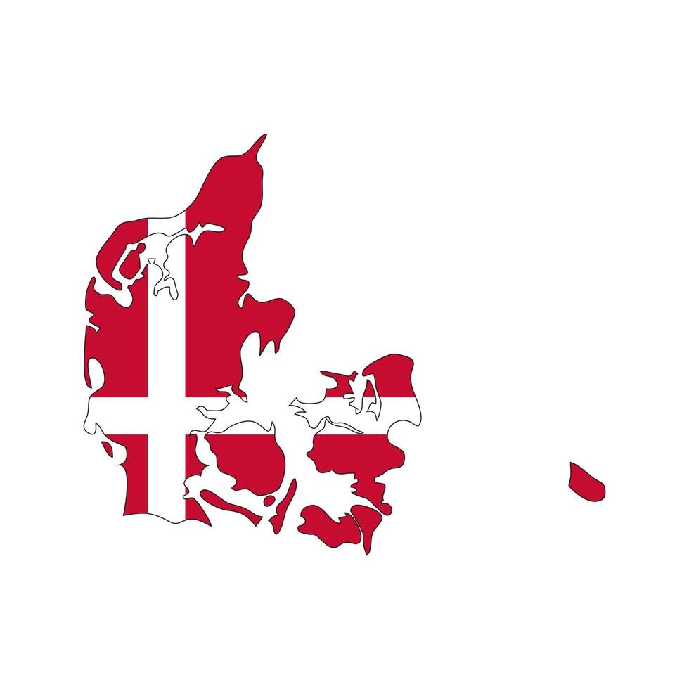 Denemarken kaart silhouet met vlag op witte achtergrond vector