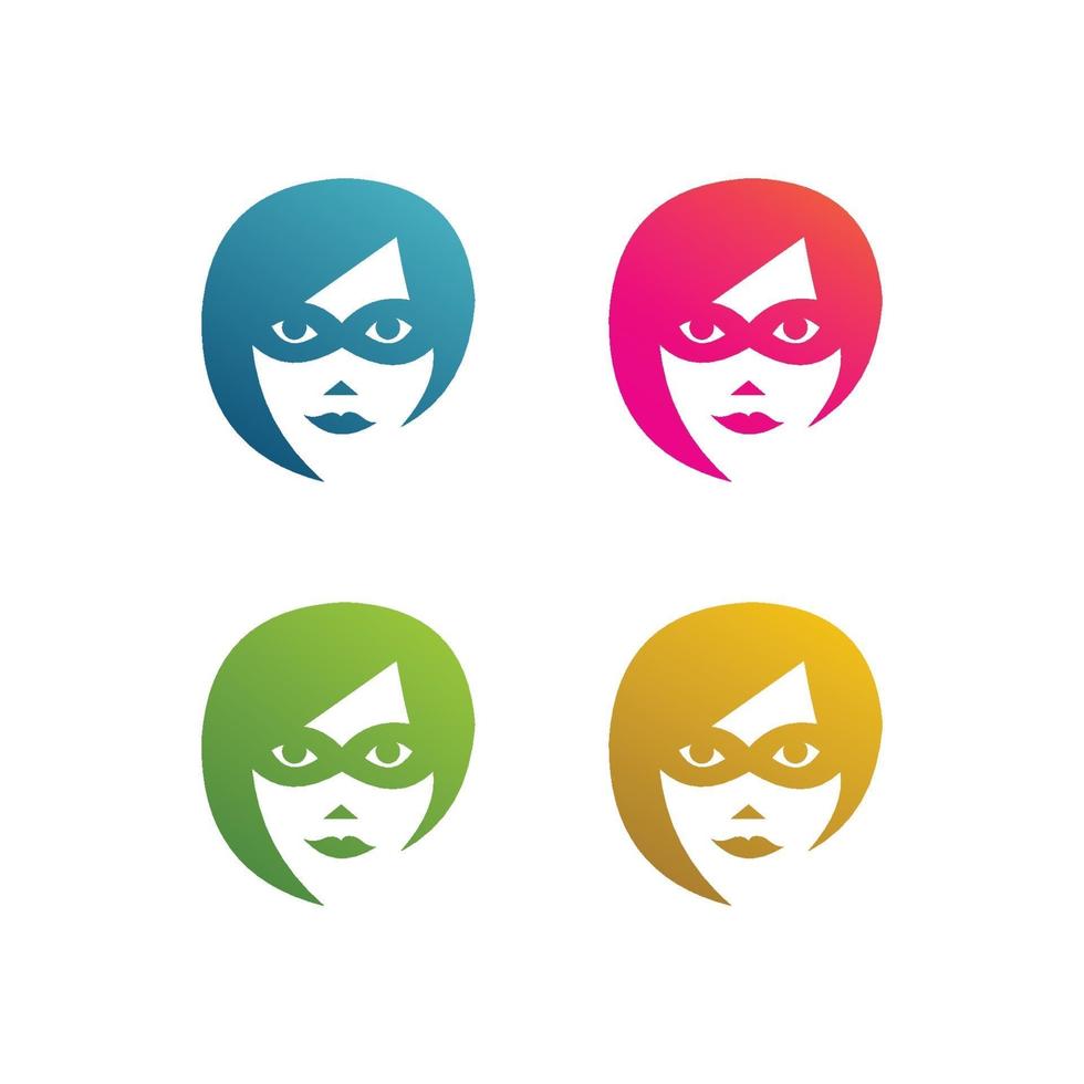 set gezicht superheld vrouwen met masker vectorillustratie vector