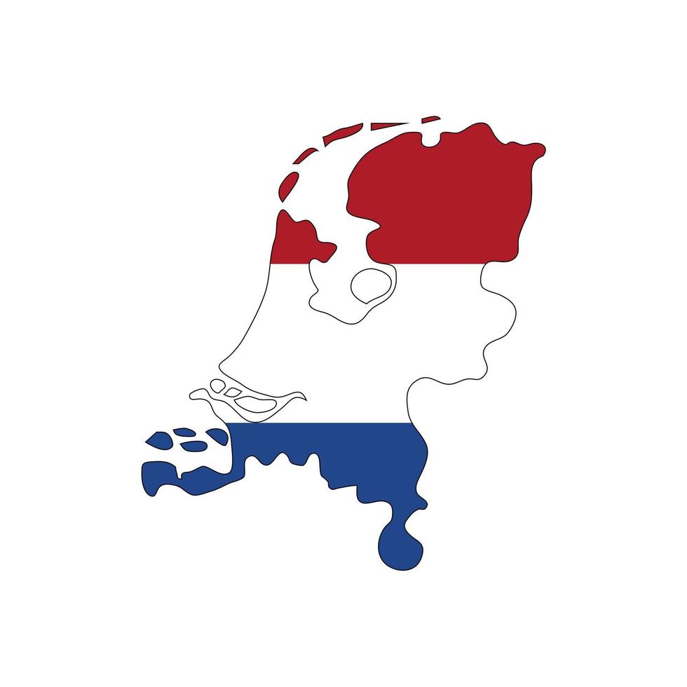 nederland kaart silhouet met vlag op witte achtergrond vector