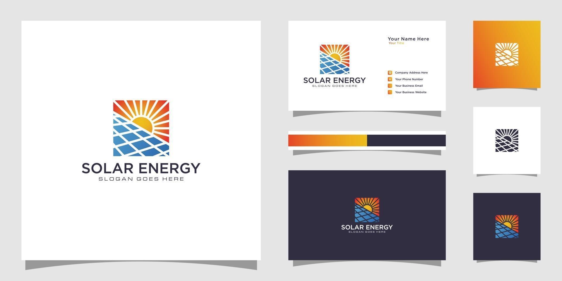 symbool zon zonne-energie logo ontwerpsjabloon en visitekaartje ontwerp vector