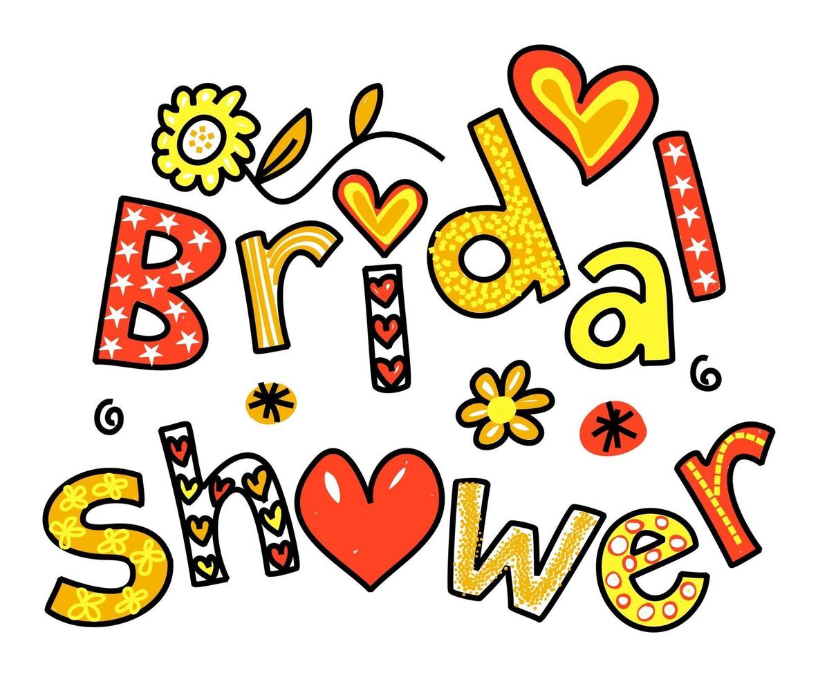 bruids douche bruiloft tekst titel belettering vector