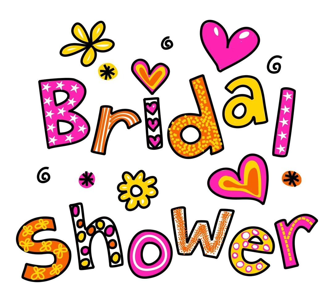 bruids douche bruiloft tekst titel belettering vector