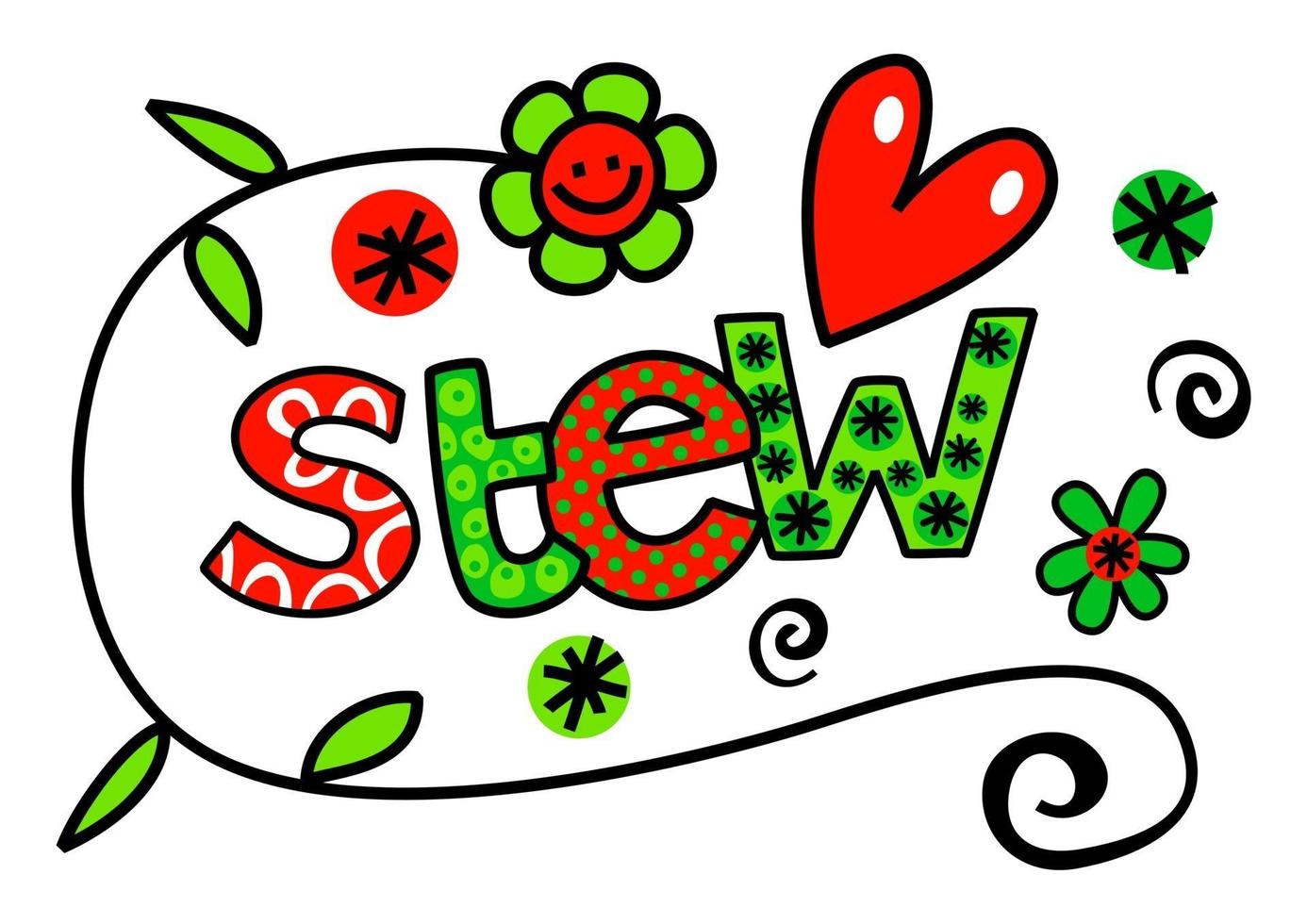 stoofpot hand getrokken doodle tekst titel belettering vector