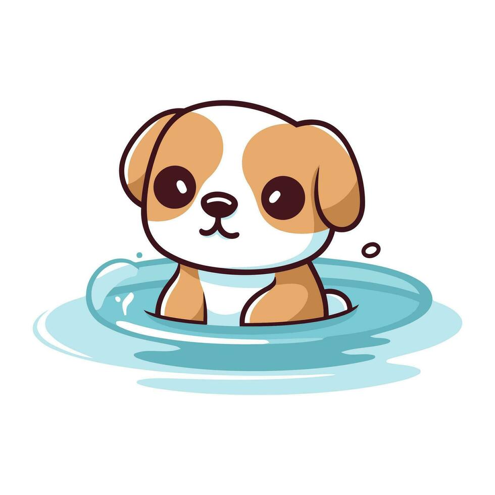 schattig hond in de water. vector illustratie Aan wit achtergrond.