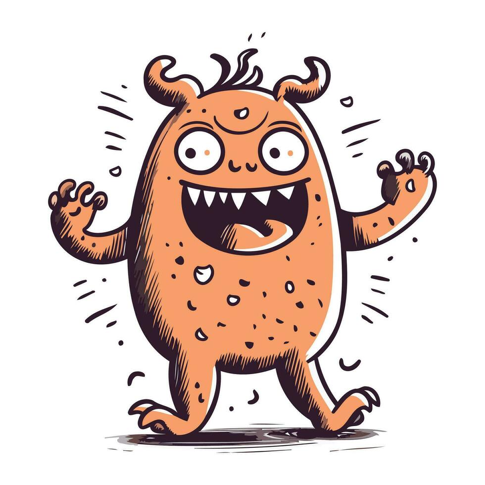 grappig tekenfilm monster. vector illustratie geïsoleerd Aan een wit achtergrond.