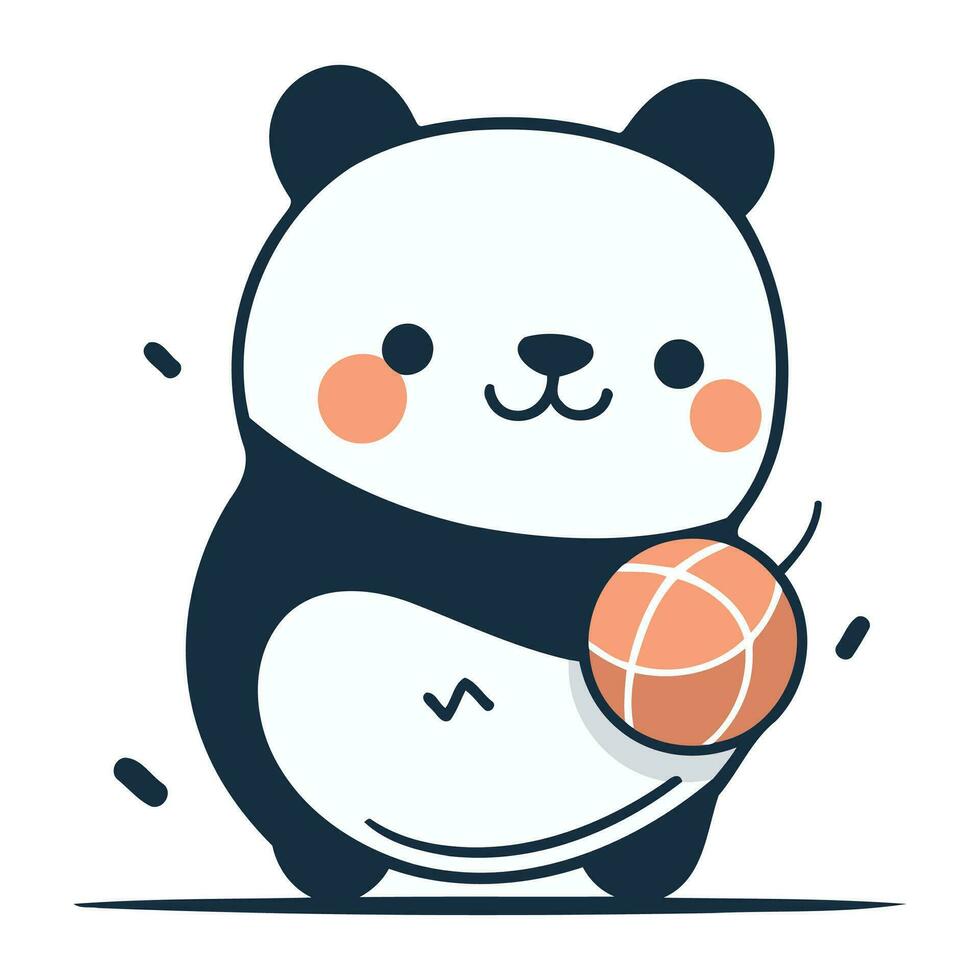 schattig panda spelen basketbal. vector illustratie in vlak stijl.