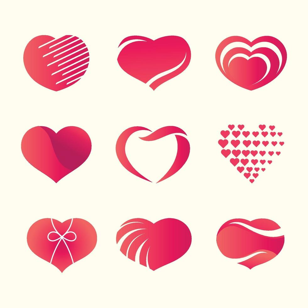 set van hart logo vector