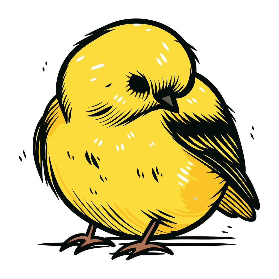 illustratie van een schattig weinig geel vogel Aan een wit achtergrond. vector