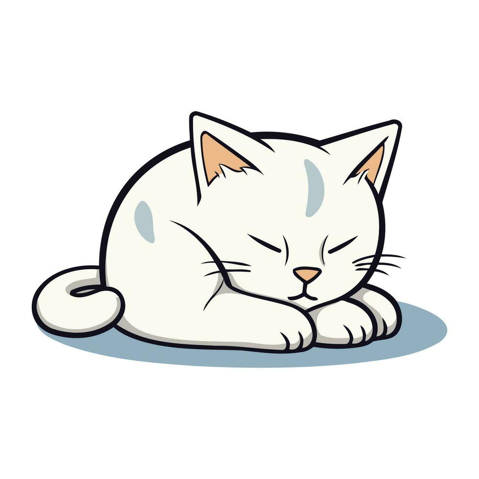schattig tekenfilm kat slapen Aan wit achtergrond. vector illustratie van een kat.