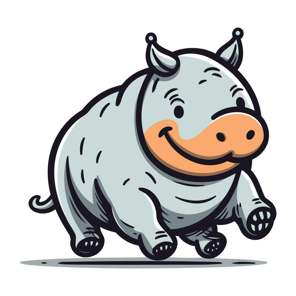 schattig tekenfilm nijlpaard. vector illustratie geïsoleerd Aan wit achtergrond.