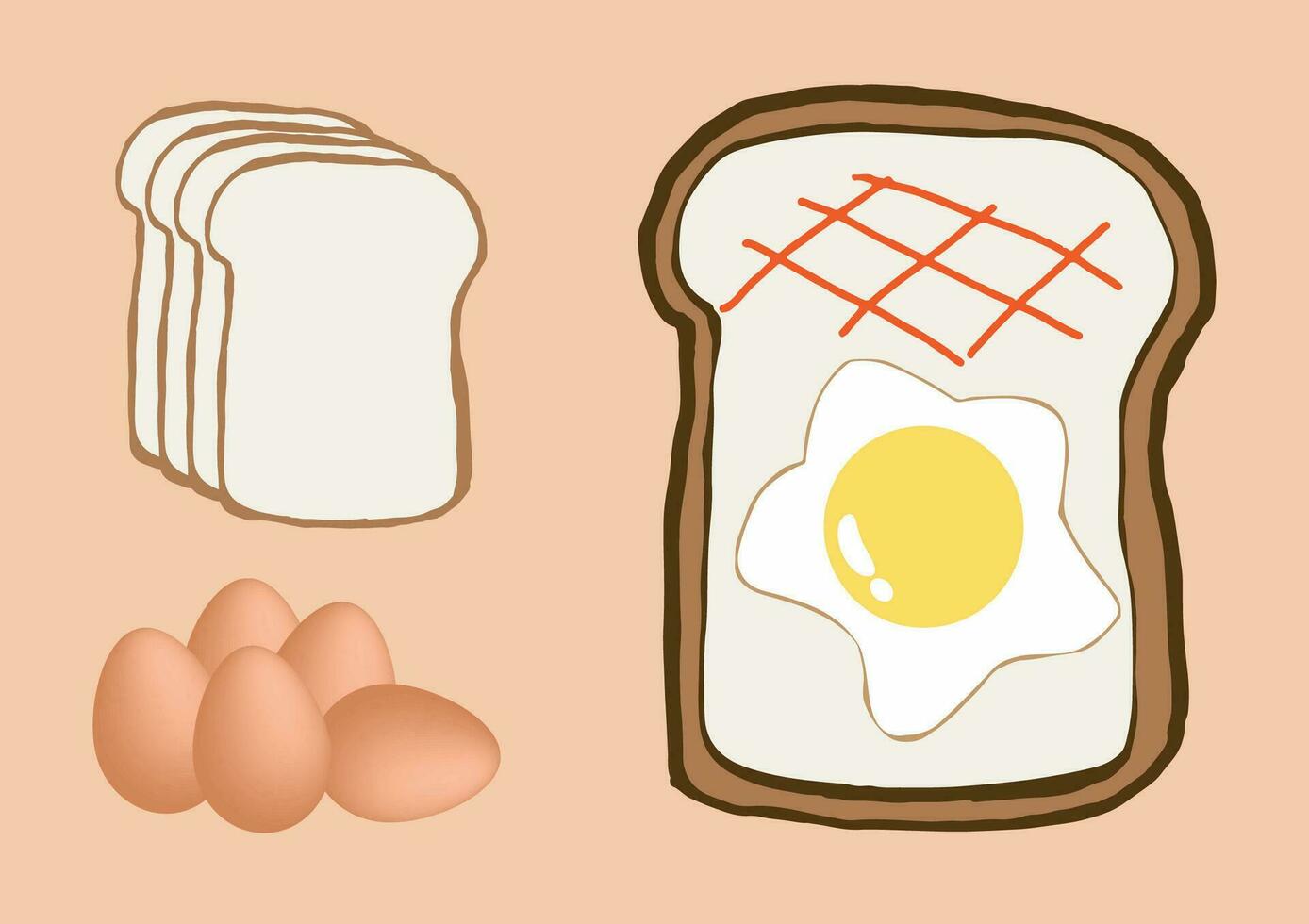 vector illustratie van gebakken eieren en brood is een gezond ontbijt.