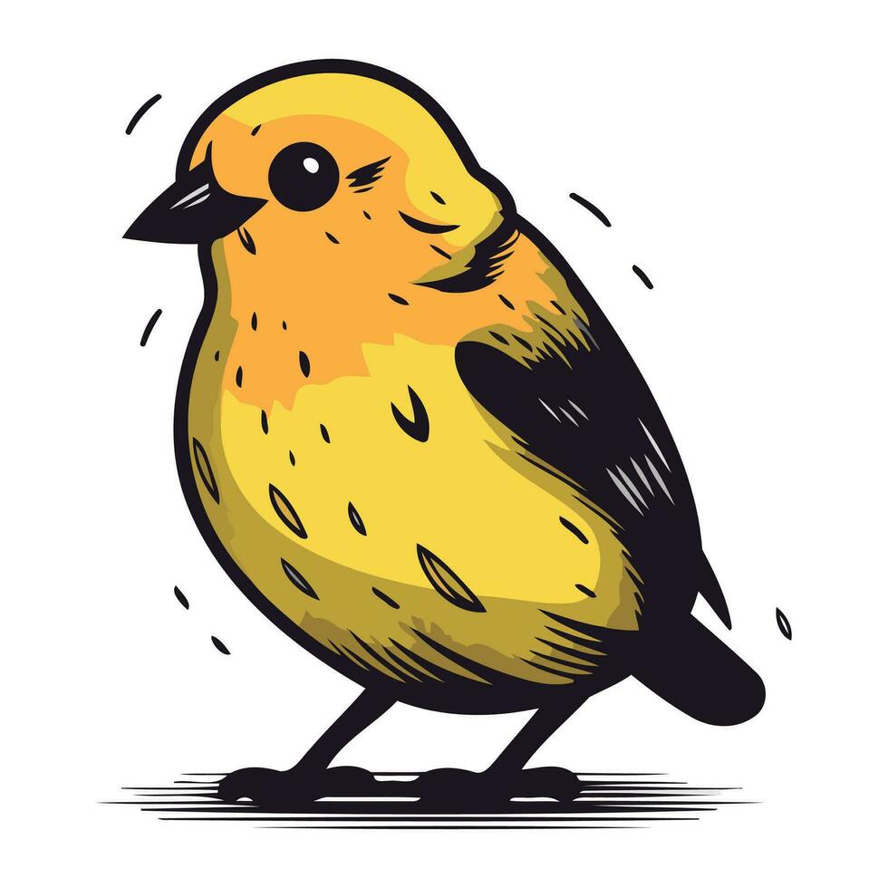 vector illustratie van een schattig weinig geel vogel geïsoleerd Aan wit achtergrond.