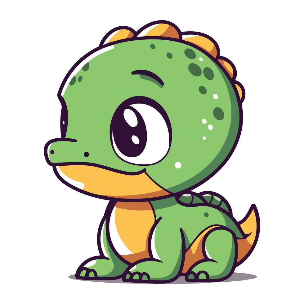 schattig baby krokodil. tekenfilm vector illustratie. geïsoleerd Aan wit achtergrond.