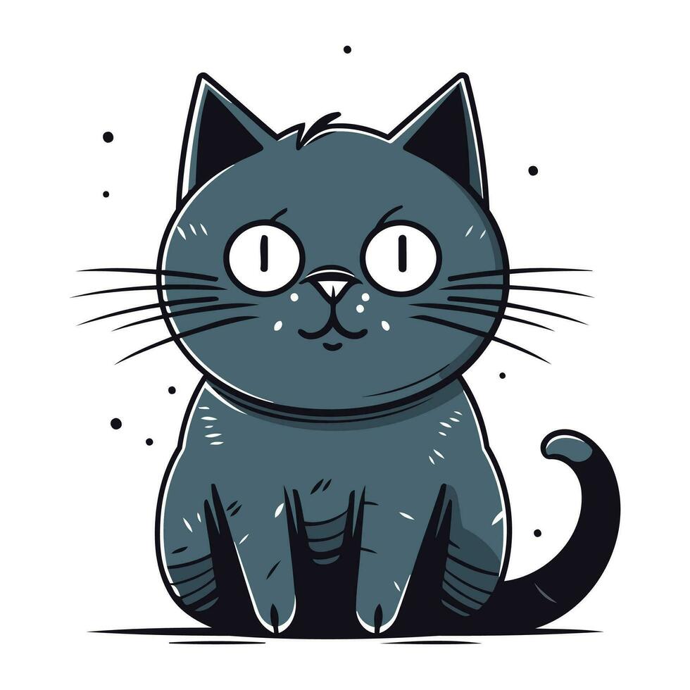 schattig tekenfilm kat. vector illustratie van een kat met groot ogen.