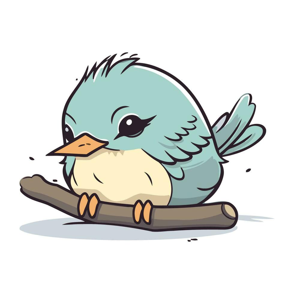 schattig blauw vogel zittend Aan een boom Afdeling. vector illustratie.