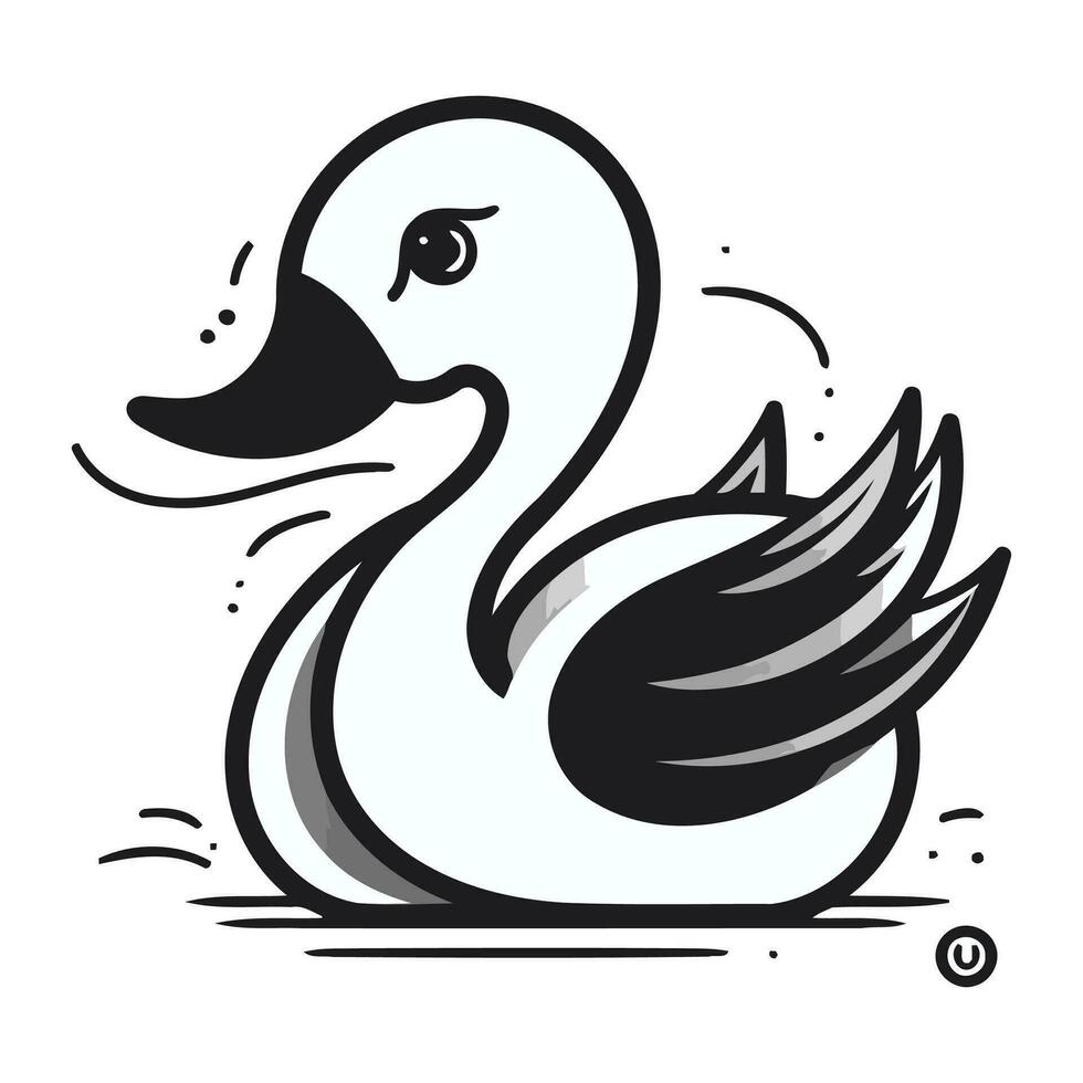 vector illustratie van zwaan geïsoleerd Aan wit achtergrond. zwart en wit illustratie.