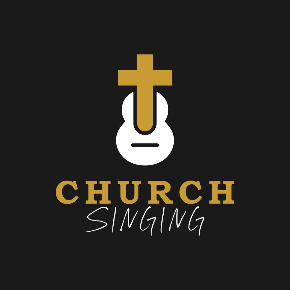 kerk gitaar vector illustratie logo