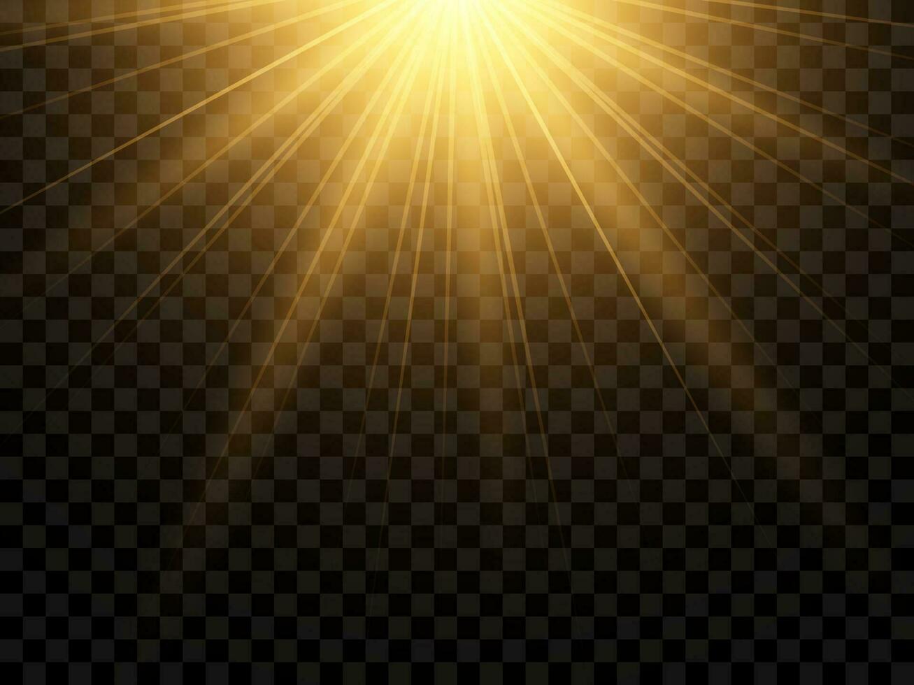 zonlicht Aan een achtergrond. geïsoleerd geel stralen van licht. vector illustratie