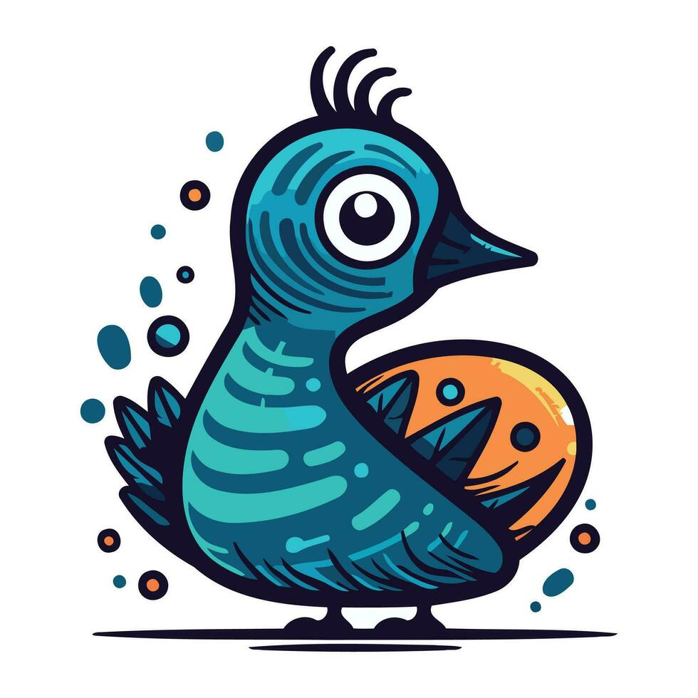 illustratie van een schattig blauw vogel met een ei in haar bek vector