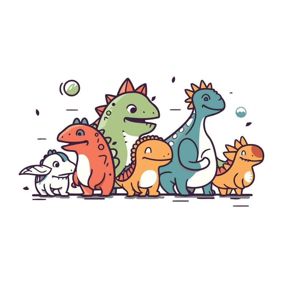 schattig dinosaurussen set. vector illustratie in tekening stijl.