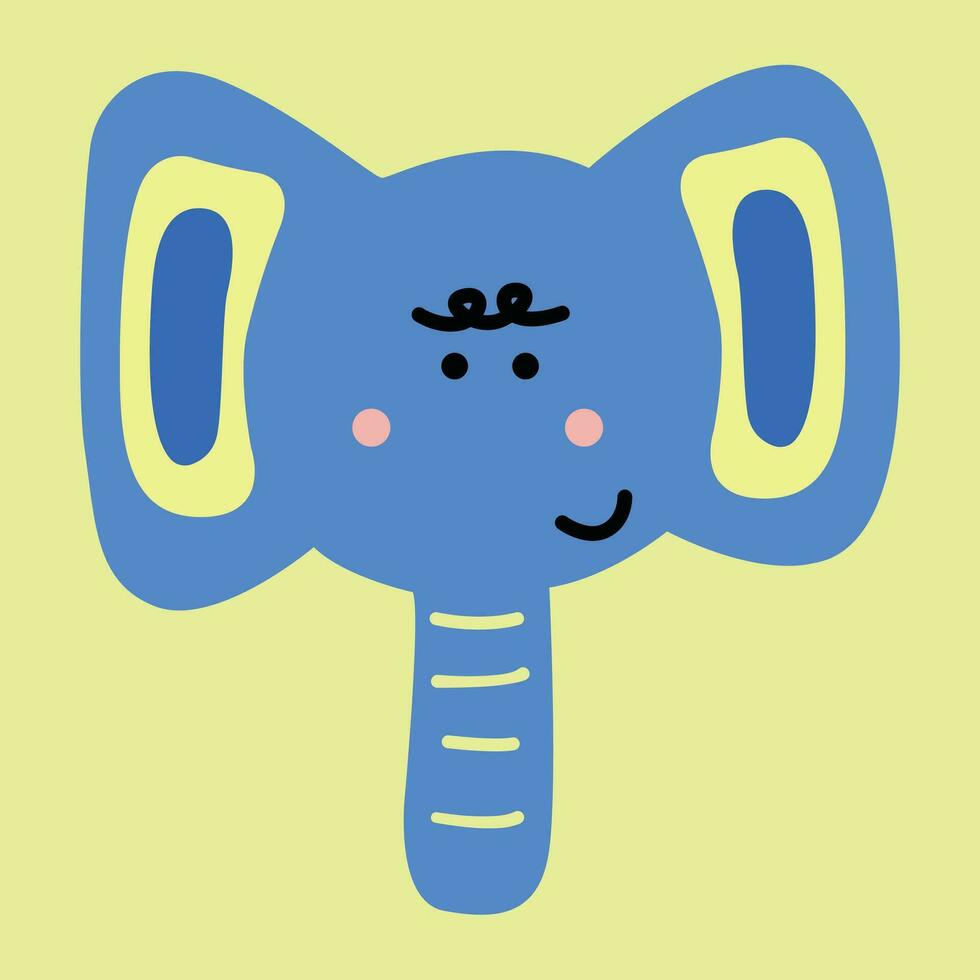 interessant creatief hand- getrokken kinderen illustratie van schattig olifant hoofd vector