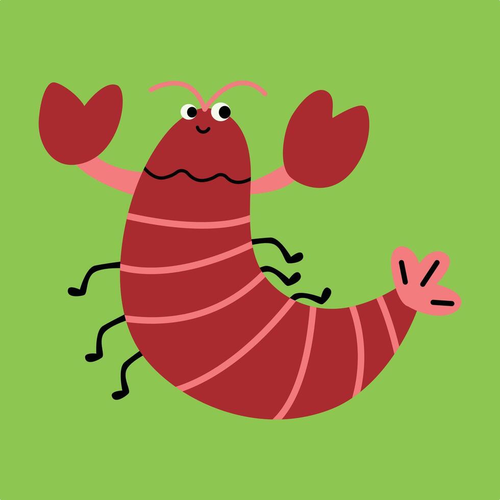 grappig creatief hand- getrokken kinderen illustratie van schattig kreeft vector