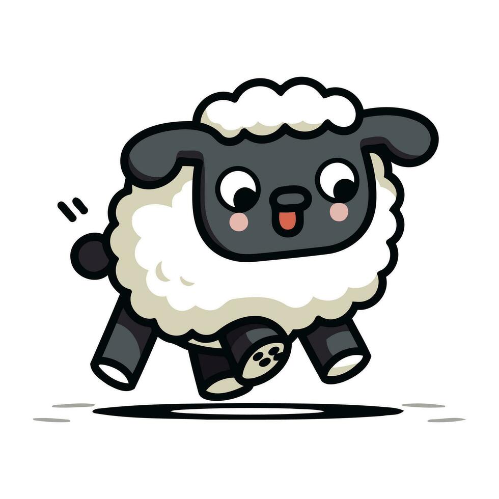 schattig schapen rennen tekenfilm vector illustratie