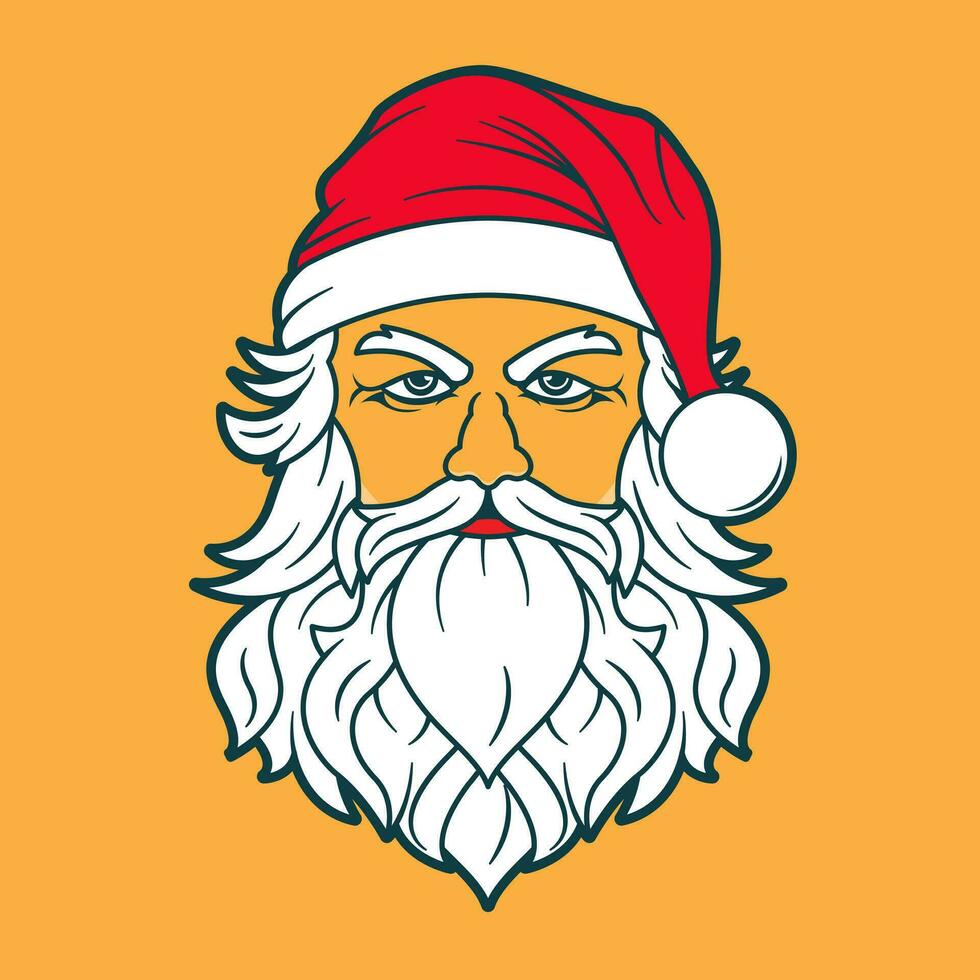 gelukkig Kerstmis groet met de kerstman claus gezicht logo stijl vector illustratie