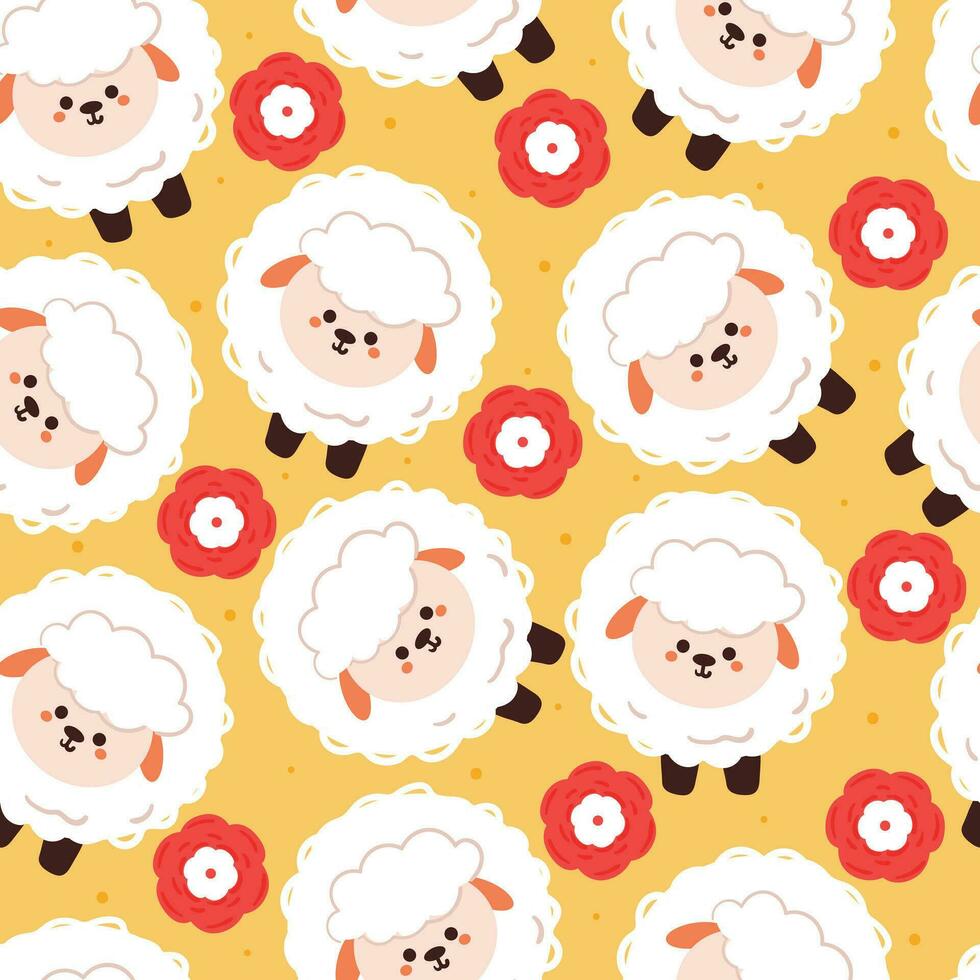 naadloos patroon tekenfilm schapen. schattig dier behang illustratie voor geschenk inpakken papier vector