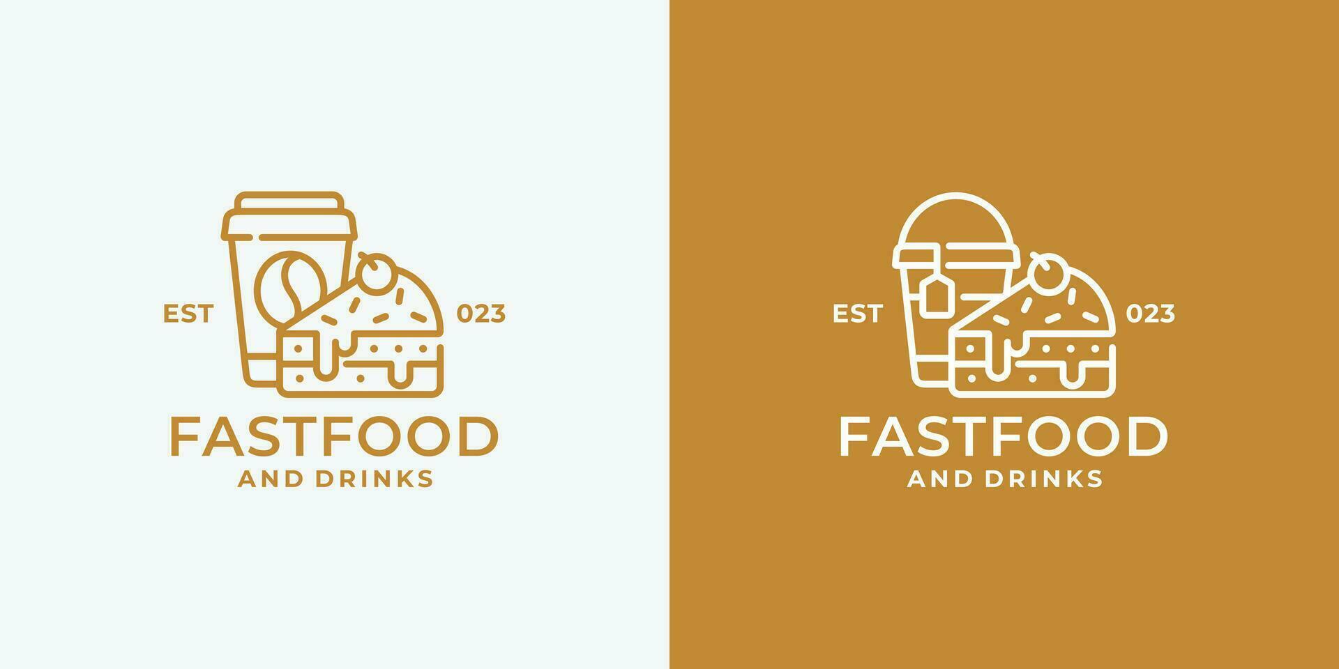 taart en drinken snel voedsel logo ontwerp vector