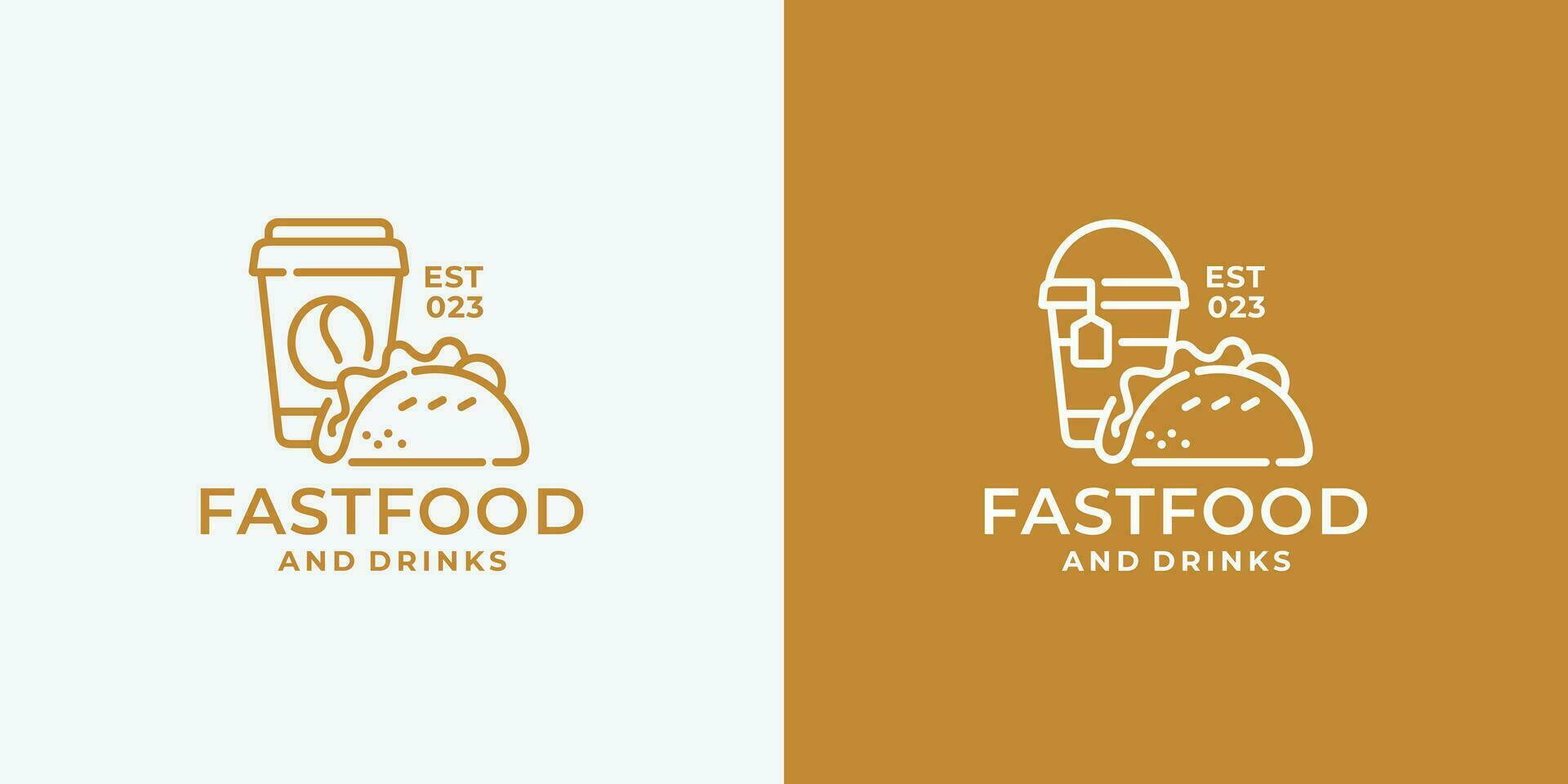 taco en drinken snel voedsel logo ontwerp vector