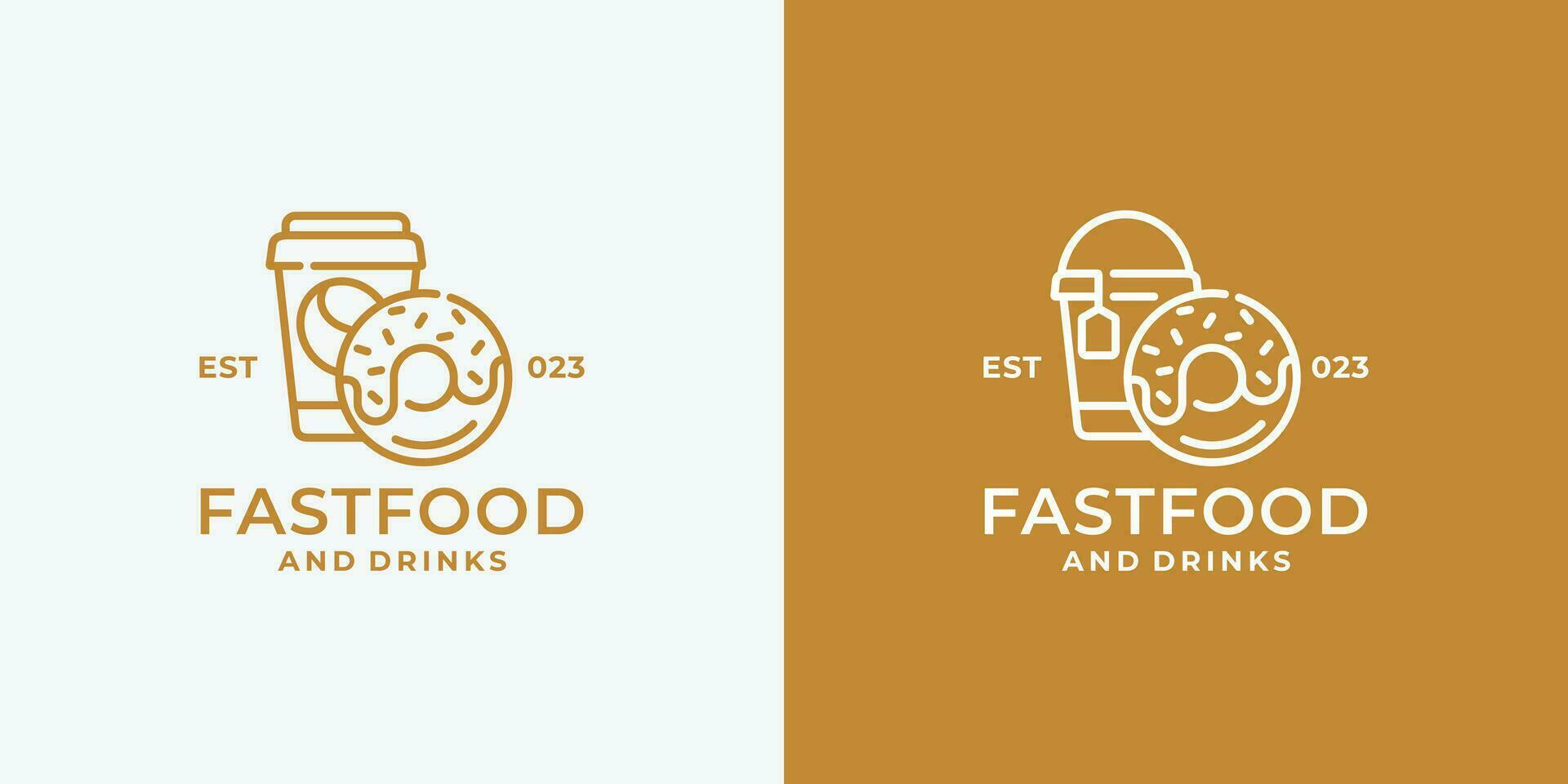 donut en drinken snel voedsel logo ontwerp vector