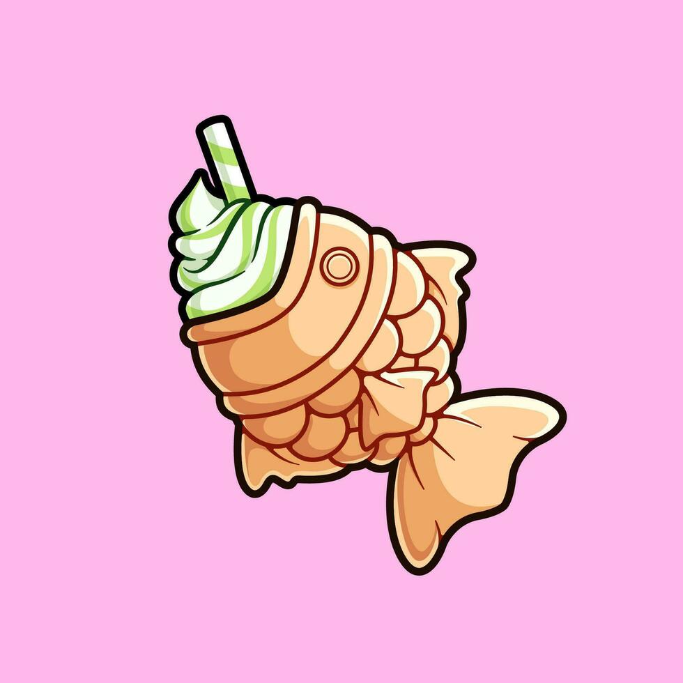 taiyaki ijs room matcha. geschikt voor decoratie, sticker, icoon en ander. vector