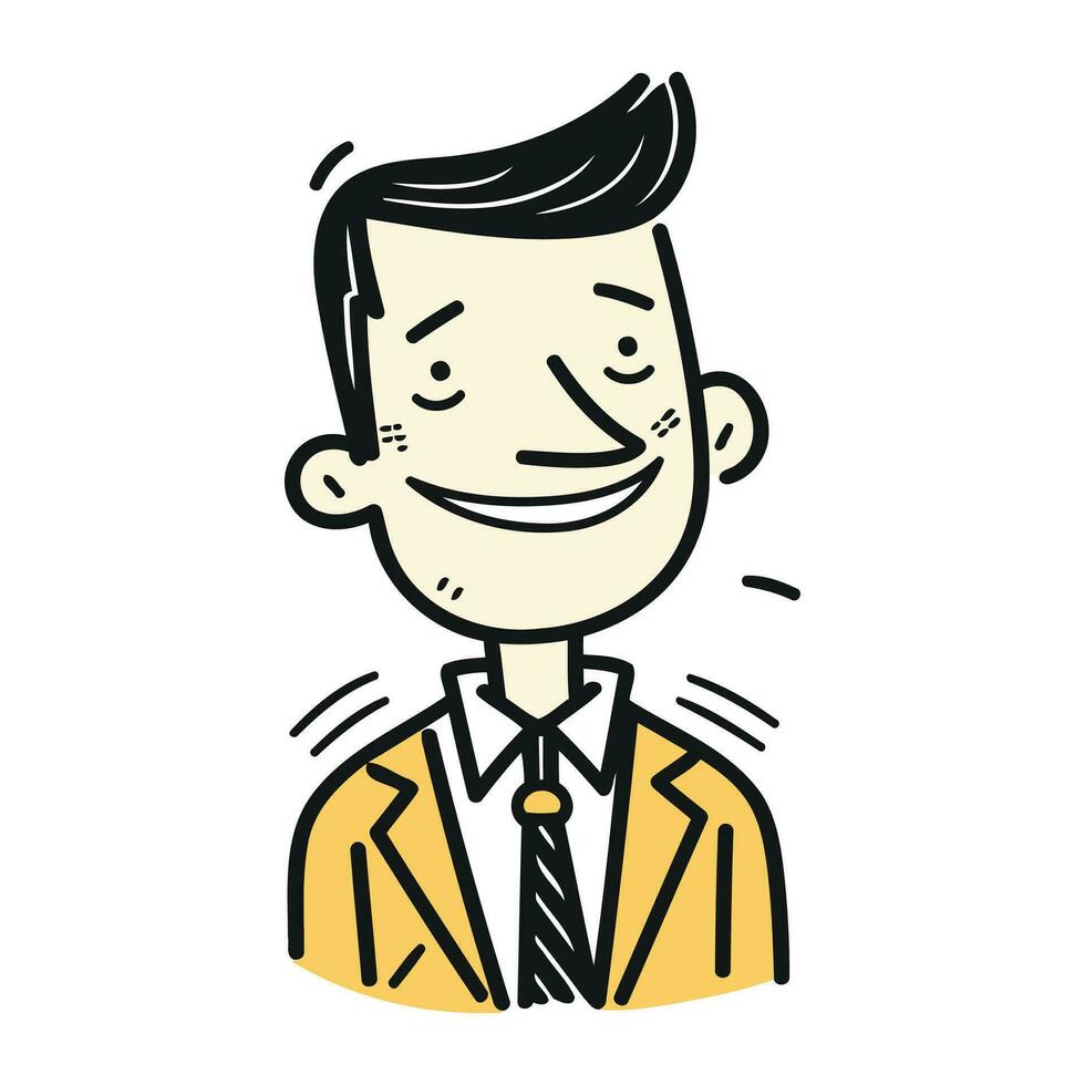 zakenman met gelukkig gezicht. vector illustratie in tekening stijl