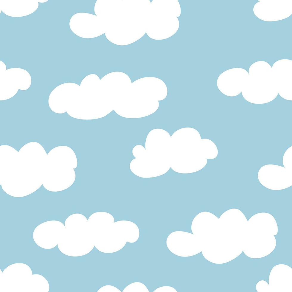 naadloos patroon met schattig tekenfilm wit wolken, voor kleding stof afdrukken, textiel, geschenk omhulsel papier. kleurrijk vector voor kinderen, vlak stijl