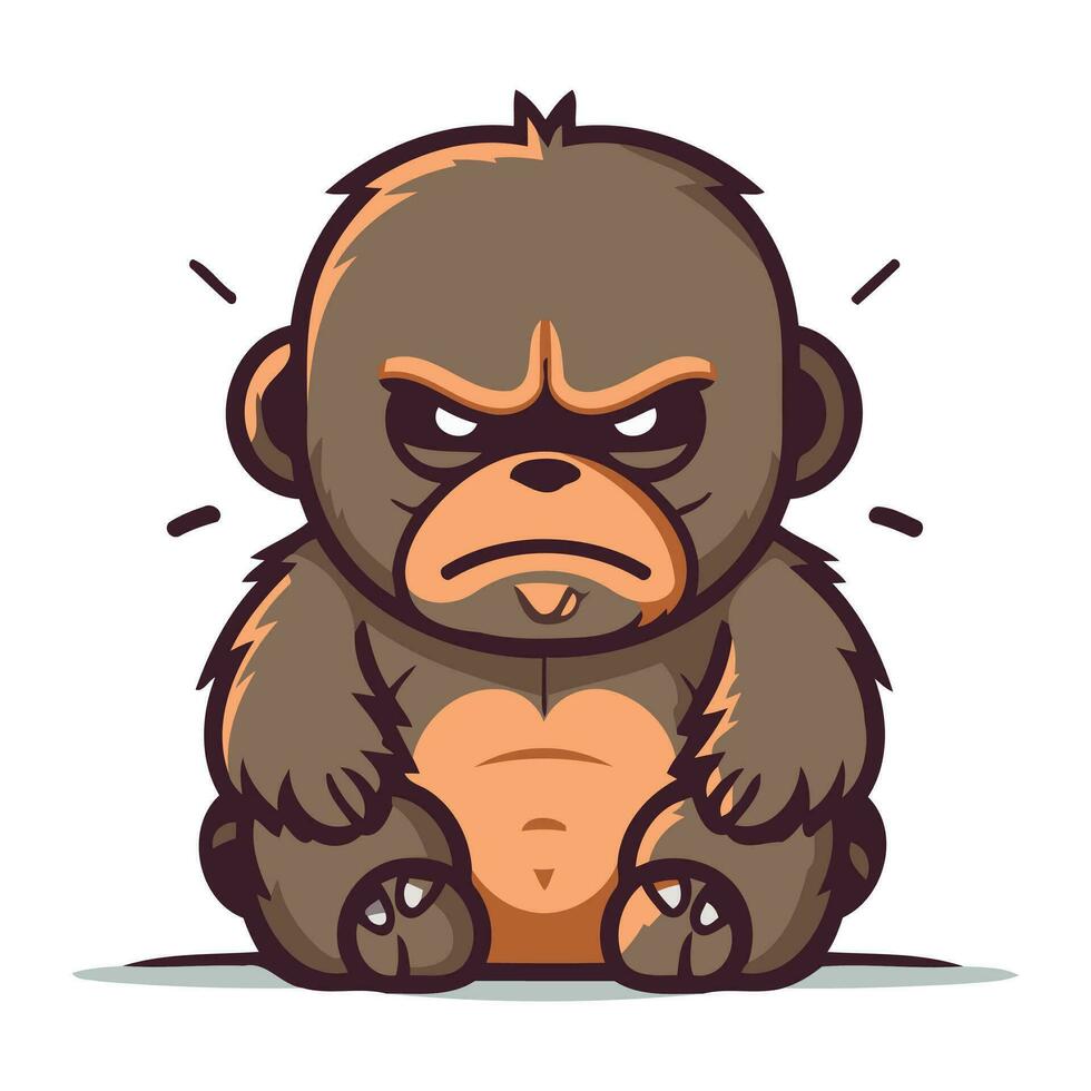 boos gorilla tekenfilm mascotte karakter vector illustratie.