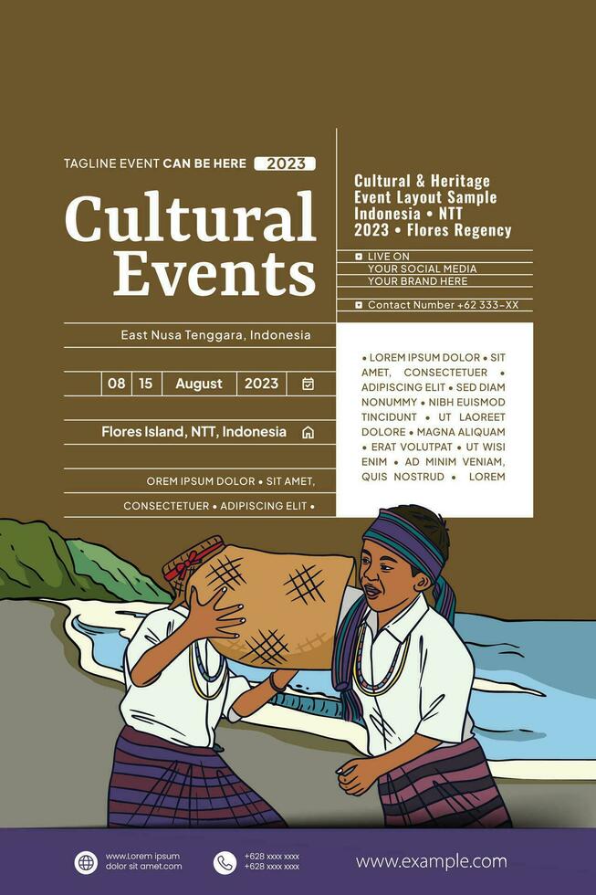 cultureel evenement ontwerp lay-out sjabloon achtergrond met Indonesisch illustratie van nusa tenggara vector