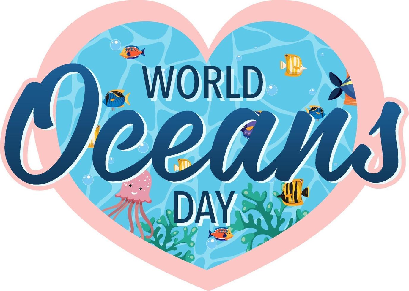 world ocean day banner met veel verschillende zeedieren vector