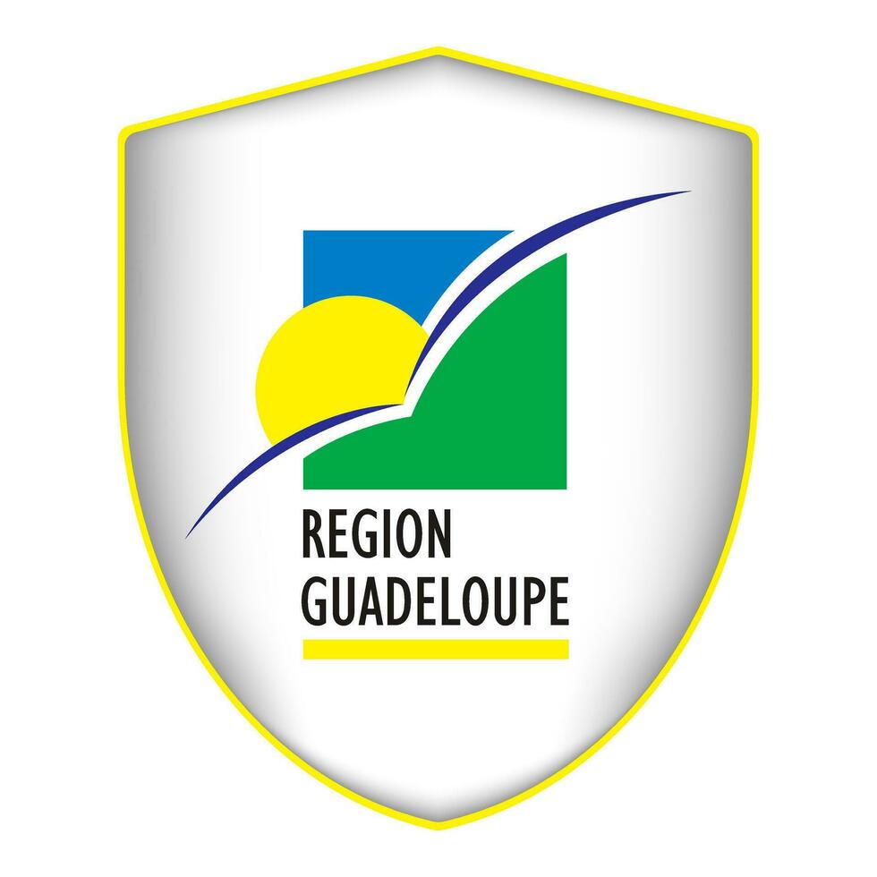 Guadeloupe vlag in schild vorm geven aan. vector illustratie.