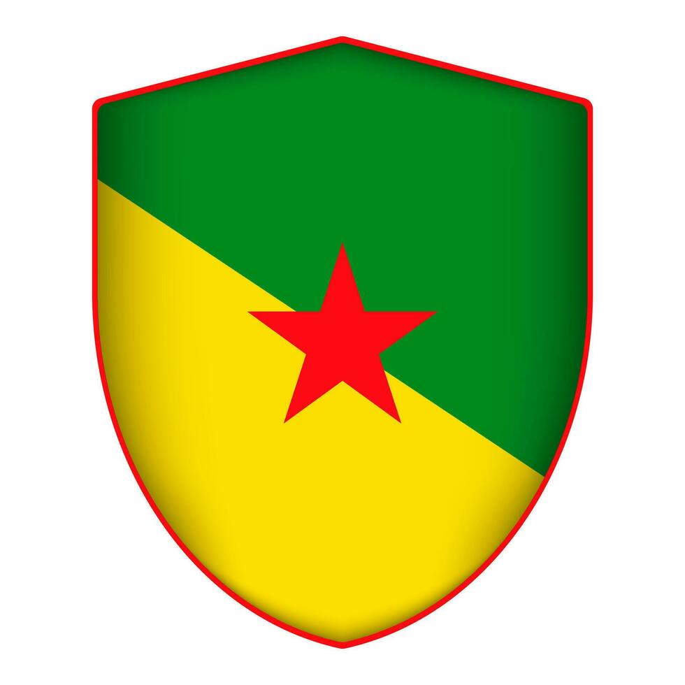 Frans Guyana vlag in schild vorm geven aan. vector illustratie.