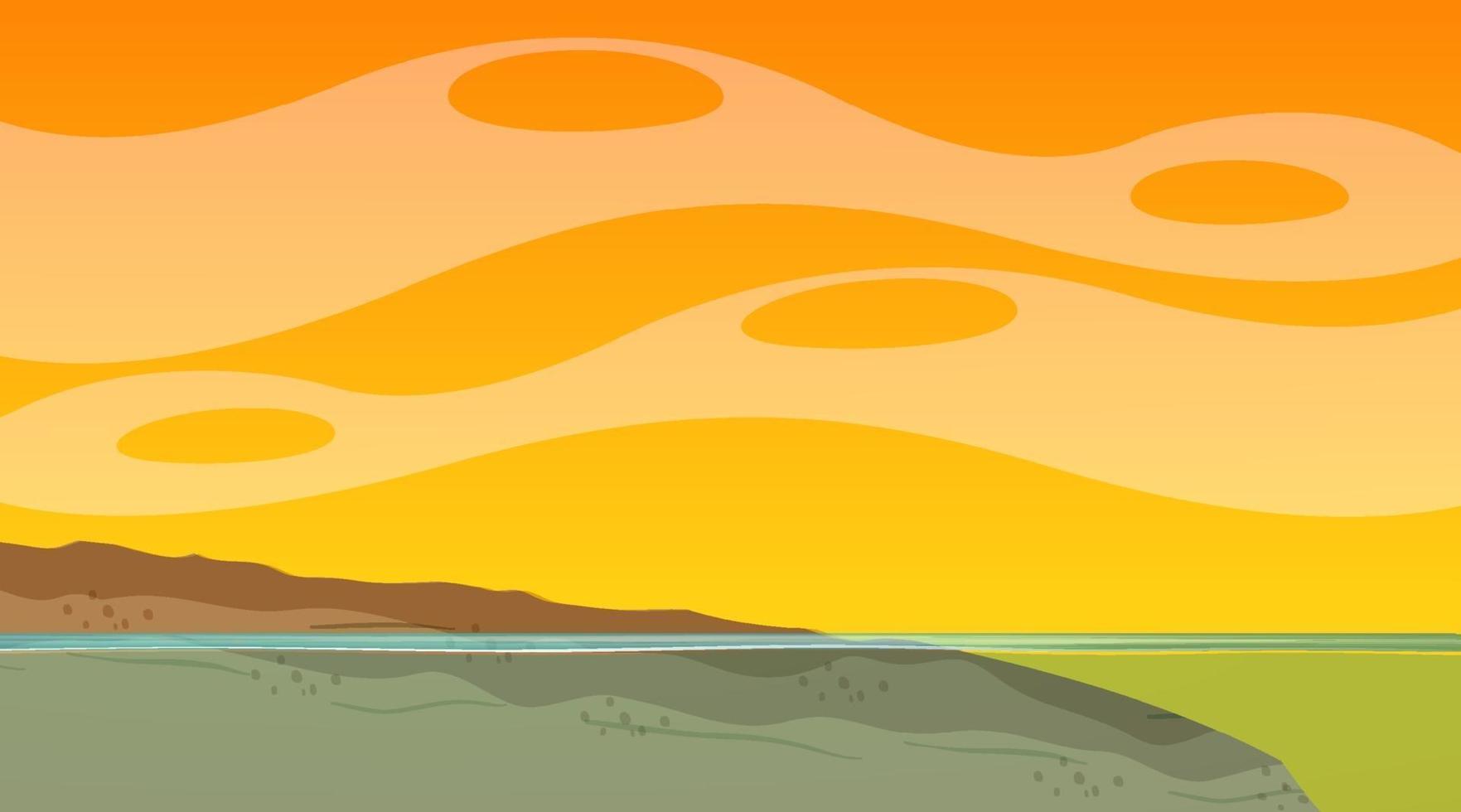 lege hemel bij zonsondergang tijdscène met leeg vloedlandschap vector