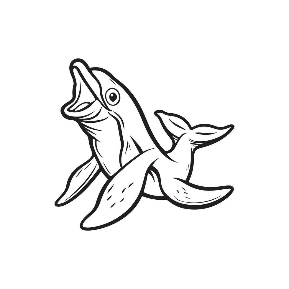 dolfijn zee dier schetsen hand- getrokken in tekening vector beeld