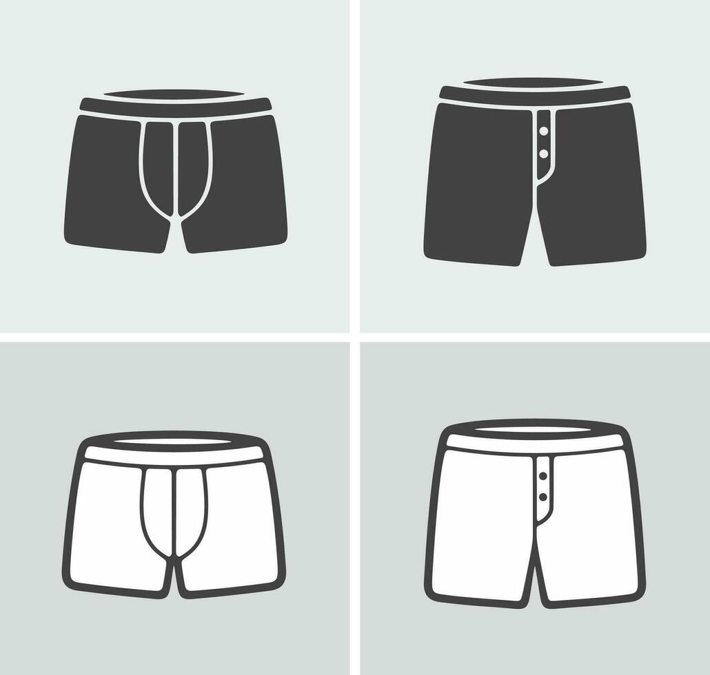 Mannen ondergoed icoon Aan een achtergrond. shorts en bokser slip. vector illustratie.